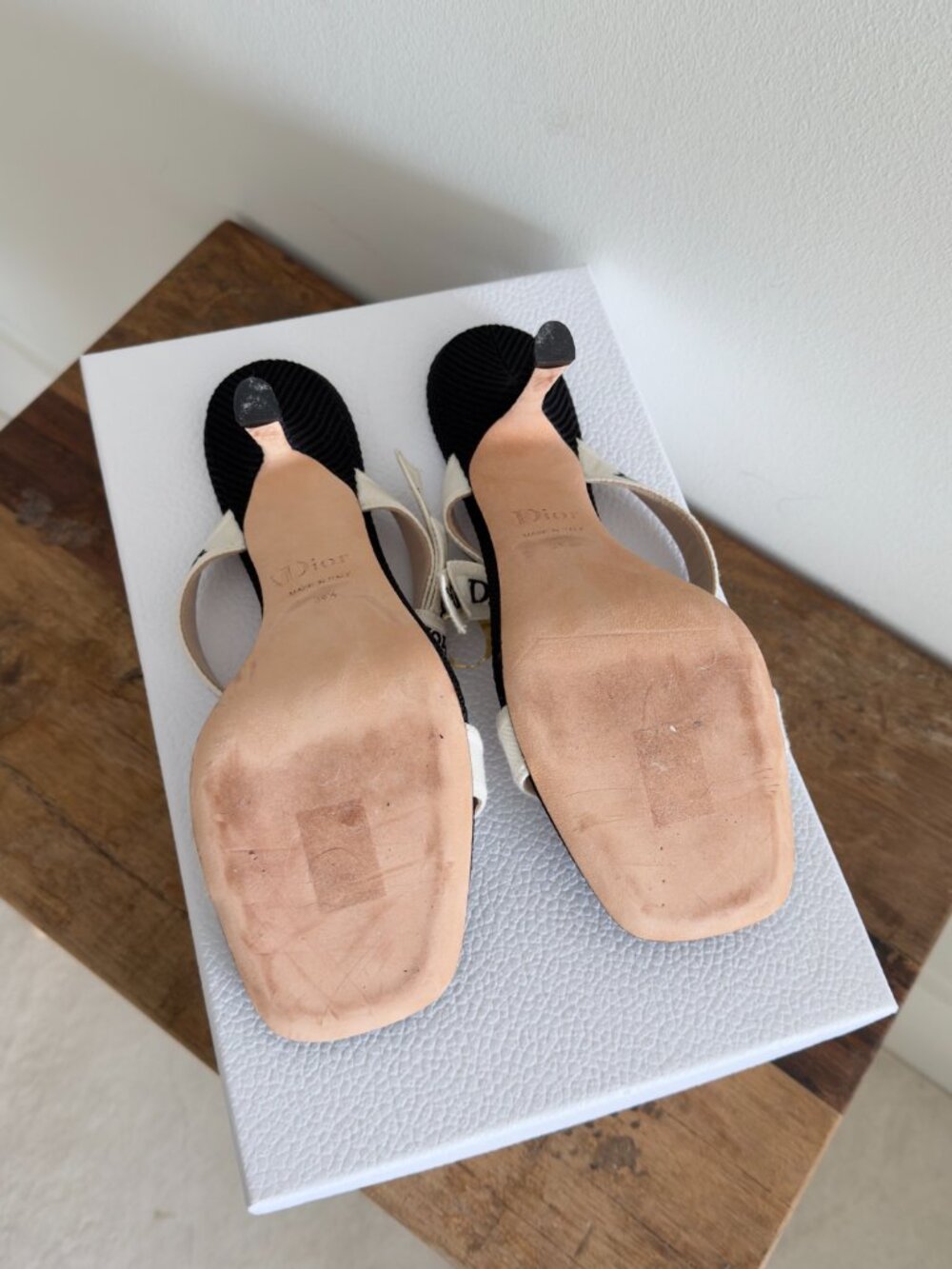 Christain Dior Heeled Sandal with J'Adior Straps Black Embroidered Cotton, 39.5 - Picture 4 of 13